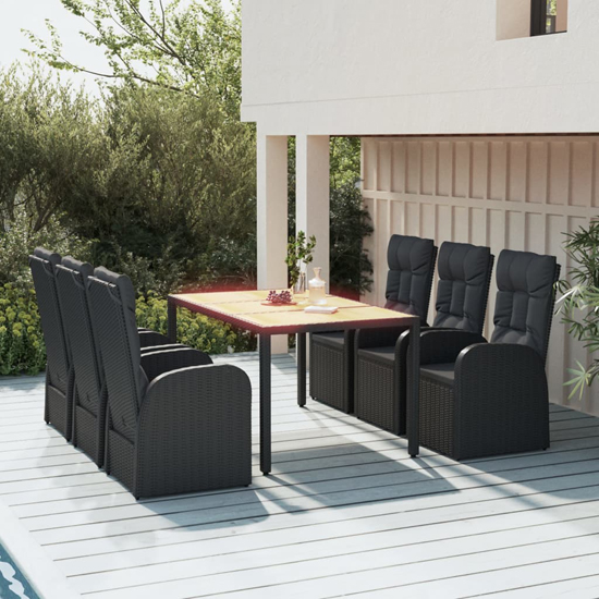 Sitka Poly Rattan 7 Piece Garden Dining Set In Black
