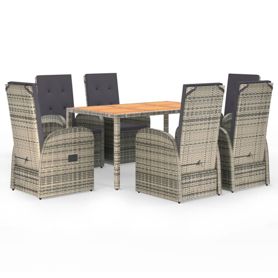 Sitka Poly Rattan 7 Piece Garden Dining Set In Grey