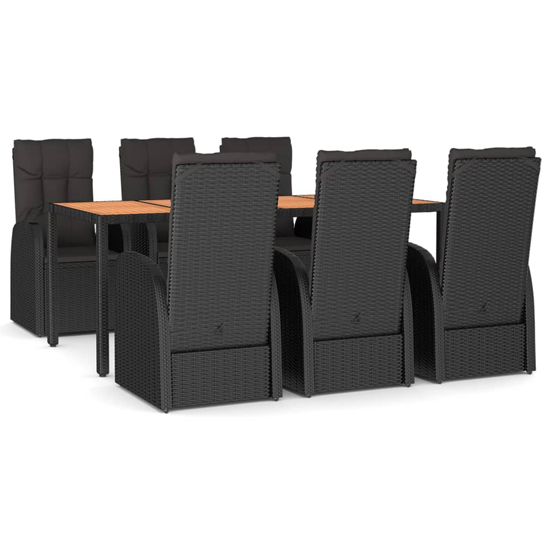 Sitka Poly Rattan 7 Piece Garden Dining Set Large In Black