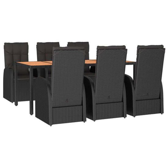 Sitka Poly Rattan 7 Piece Garden Dining Set Large In Black