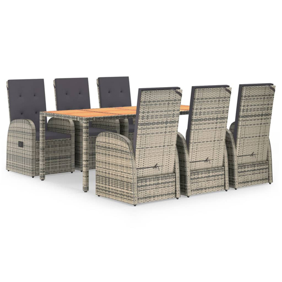 Sitka Poly Rattan 7 Piece Garden Dining Set Large In Grey