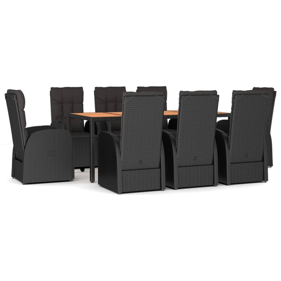 Sitka Rattan 9 Piece Garden Dining Set With Footrests In Black