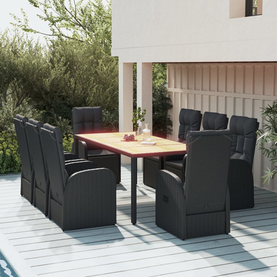 Sitka Rattan 9 Piece Garden Dining Set With Footrests In Black