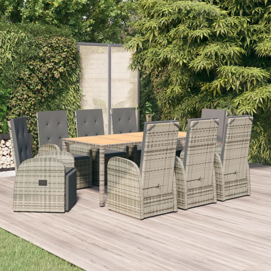 Sitka Rattan 9 Piece Garden Dining Set With Footrests In Grey