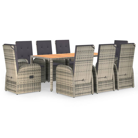 Sitka Poly Rattan 9 Piece Garden Dining Set In Grey