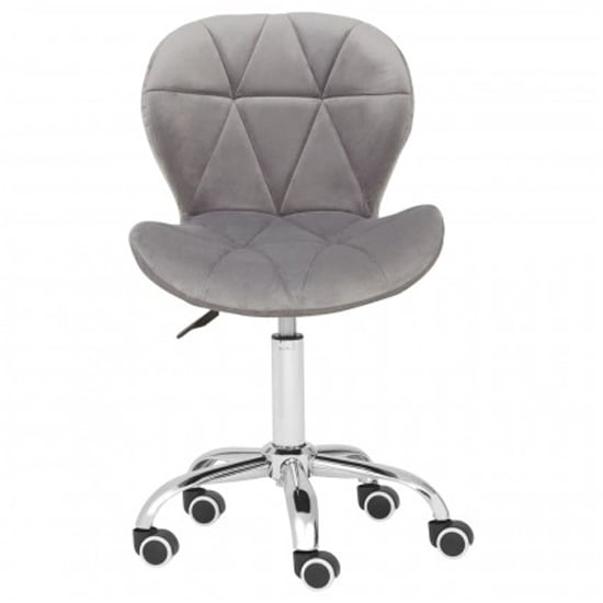Sitoca Velvet Home And Office Chair In Grey With Swivel Base_2