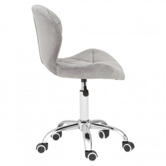 Sitoca Velvet Home And Office Chair In Grey With Swivel Base_3