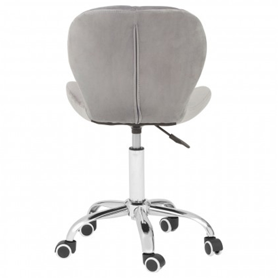 Sitoca Velvet Home And Office Chair In Grey With Swivel Base