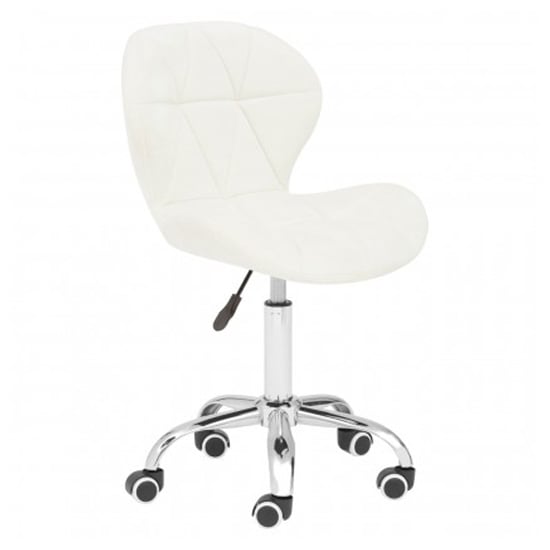 Sitoca Velvet Home And Office Chair In White With Swivel Base
