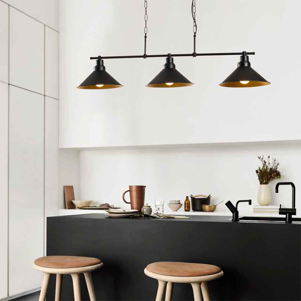 Sivani 3 Light Metal Ceiling Pendant Light in Black