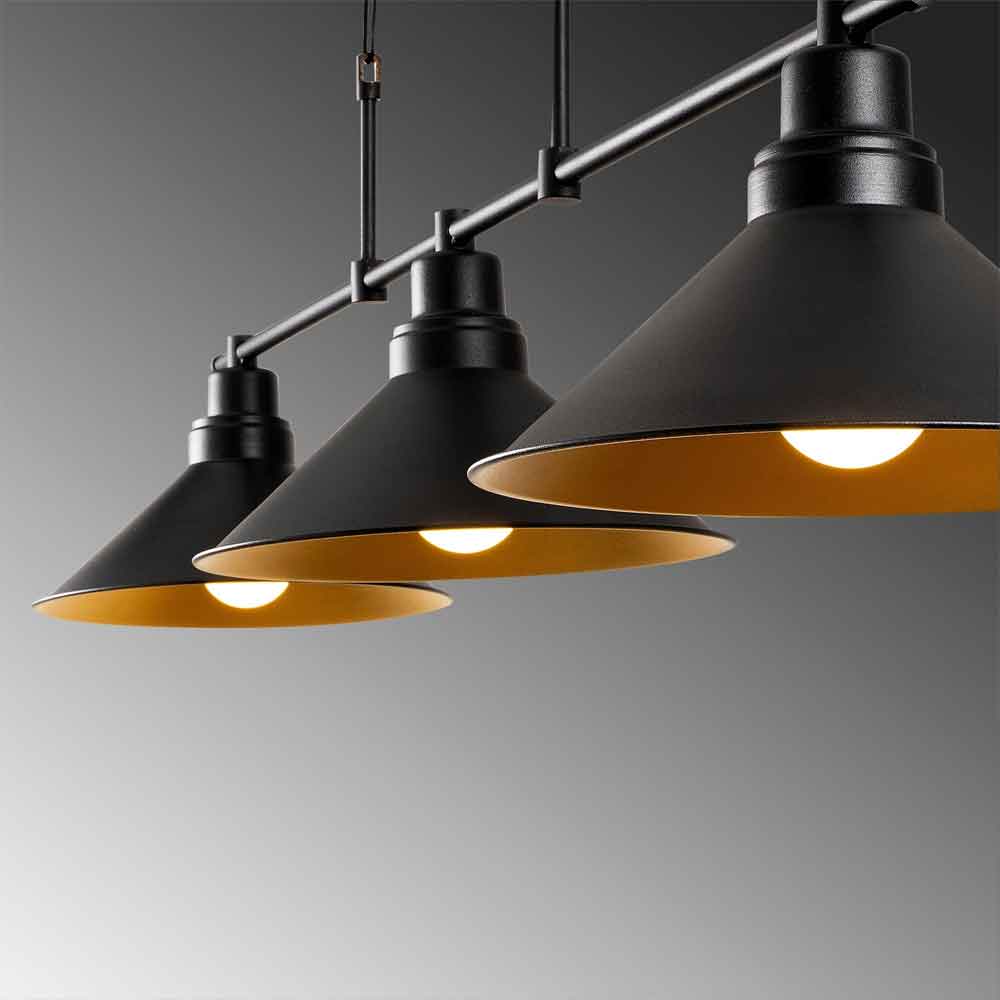 Sivani 3 Light Metal Ceiling Pendant Light in Black