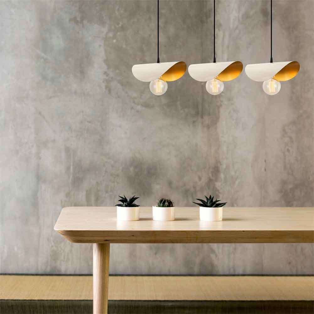 Sivani 3 Light Metal Ceiling Pendant Light in White and Gold