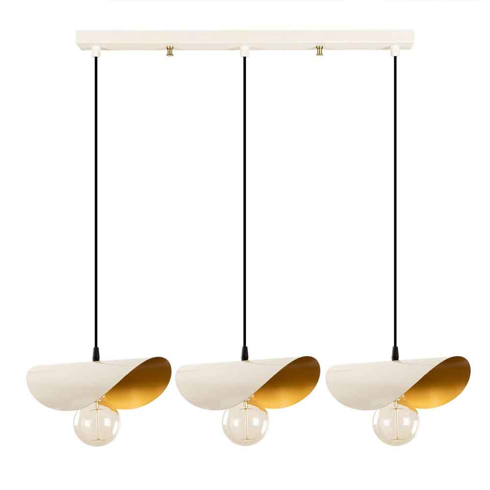 Sivani 3 Light Metal Ceiling Pendant Light in White and Gold