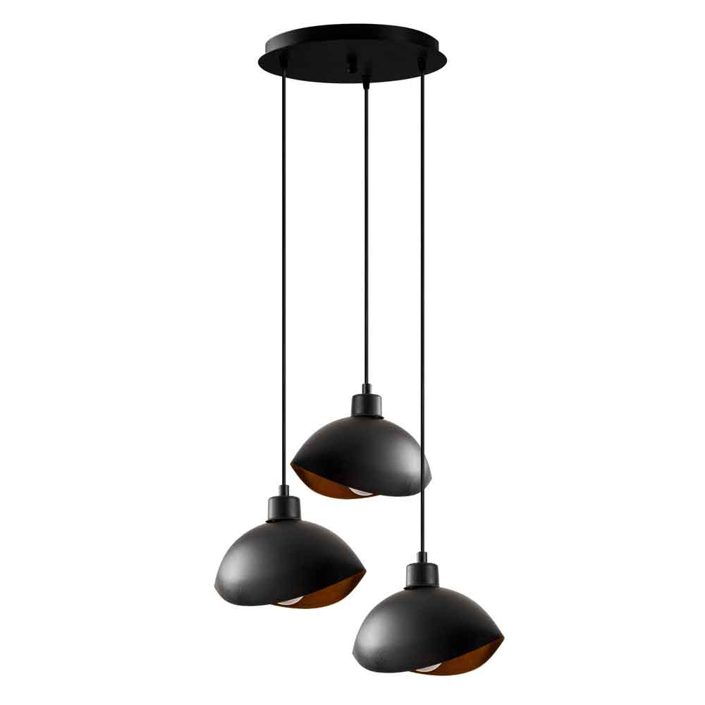 Sivani 3 Light Metal Cluster Ceiling Pendant Light in Black