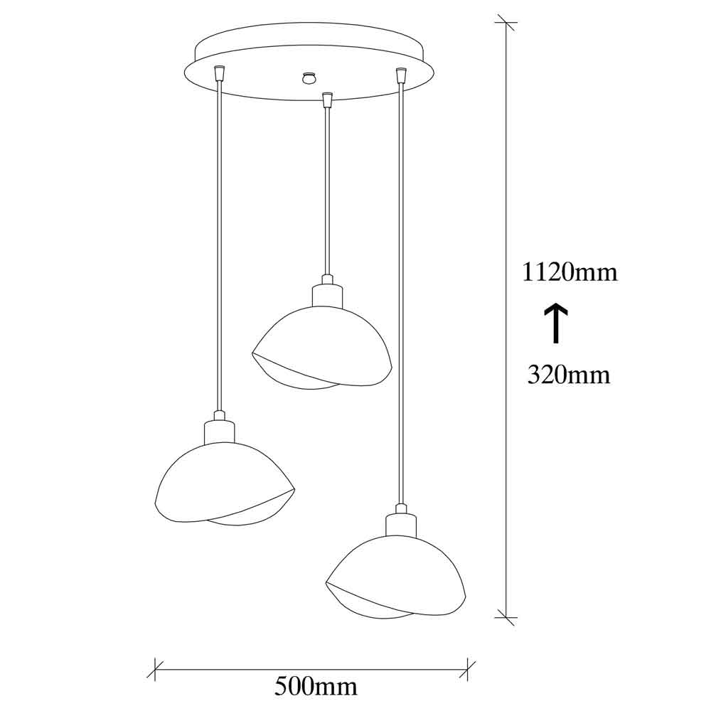 Sivani 3 Light Metal Cluster Ceiling Pendant Light in Black