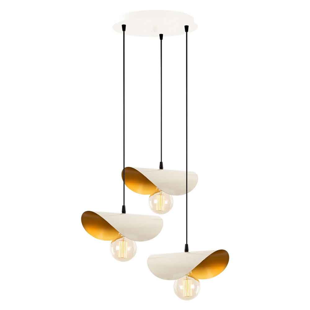 Sivani 3 Light Metal Cluster Ceiling Pendant Light in White and Gold