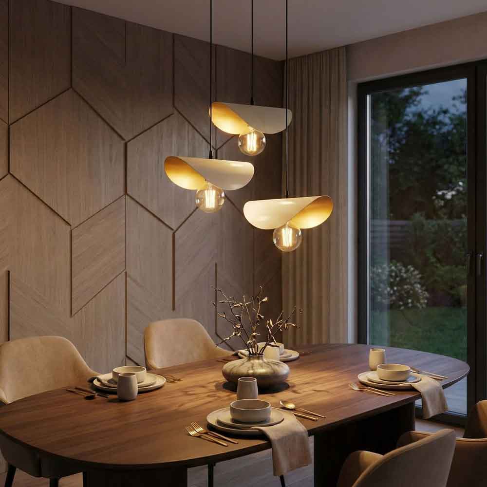 Sivani 3 Light Metal Cluster Ceiling Pendant Light in White and Gold