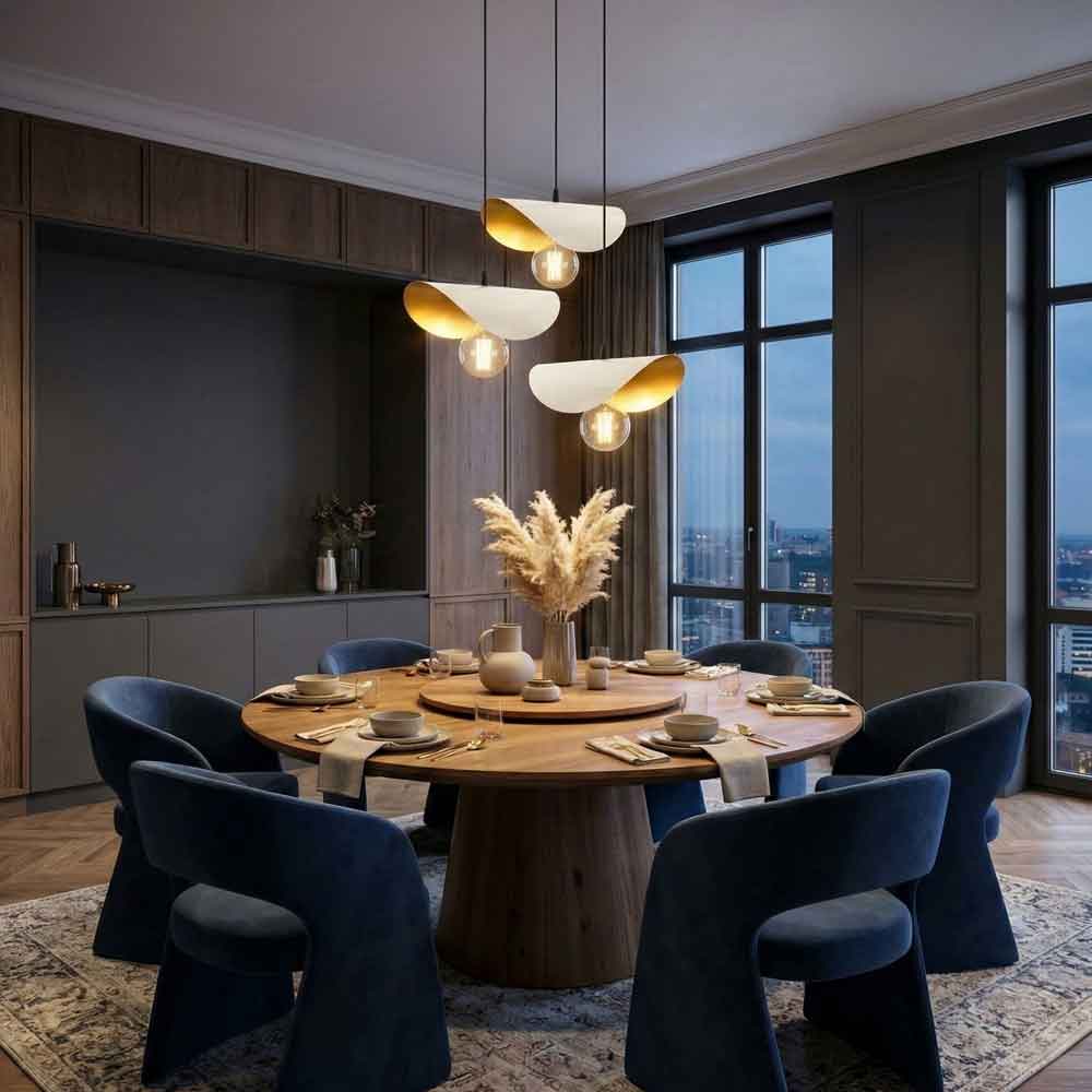Sivani 3 Light Metal Cluster Ceiling Pendant Light in White and Gold