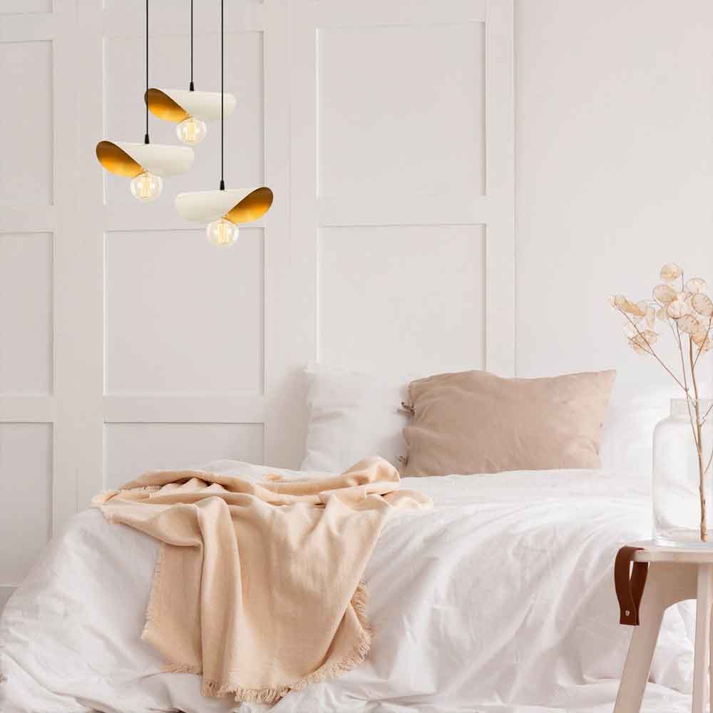 Sivani 3 Light Metal Cluster Ceiling Pendant Light in White and Gold