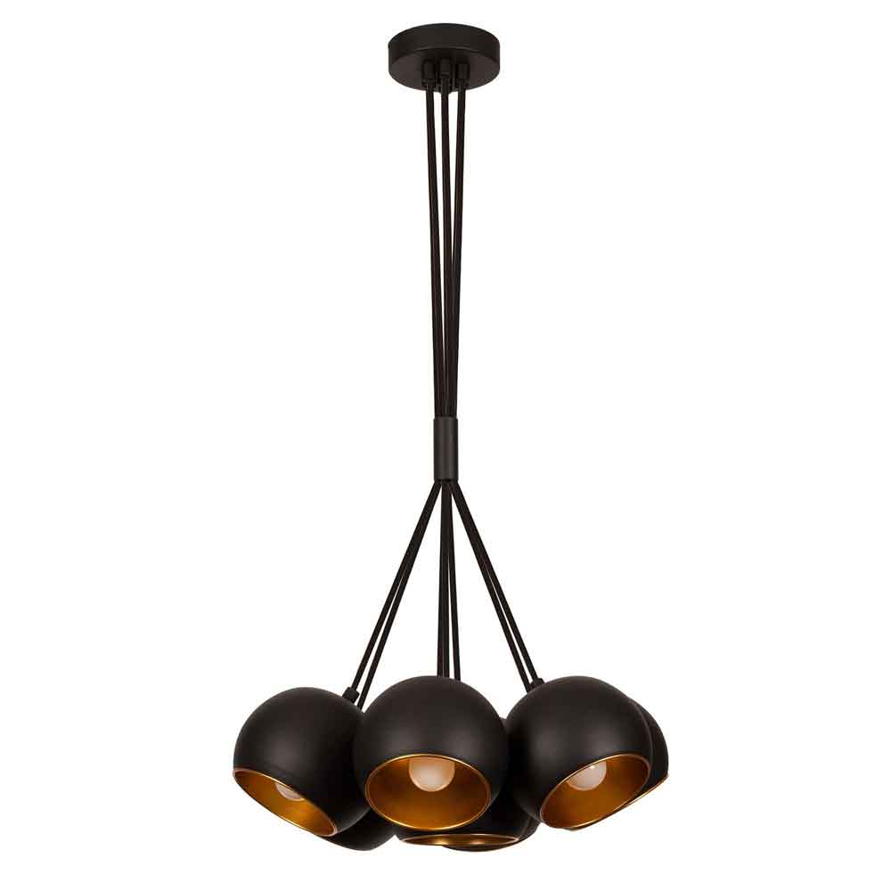 Sivani 5 Light Frustum Metal Ceiling Pendant Light in Black and Gold