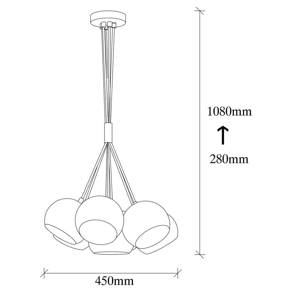Sivani 5 Light Frustum Metal Ceiling Pendant Light in Black and Gold