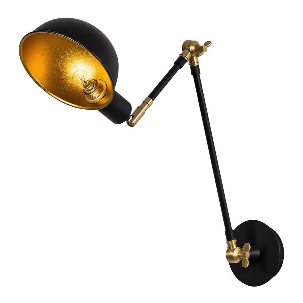 Sivani Adjustable Metal Wall Lamp in Black and Gold