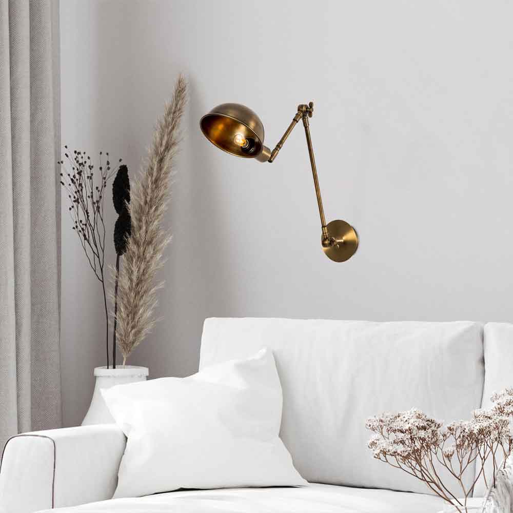 Sivani Adjustable Metal Wall Lamp in Vintage