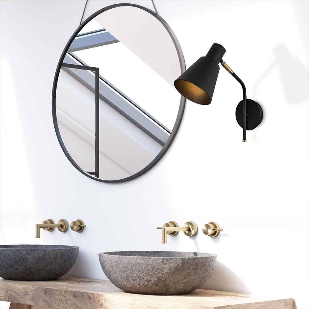 Sivani Cone Shape Metal Wall Lamp in Black