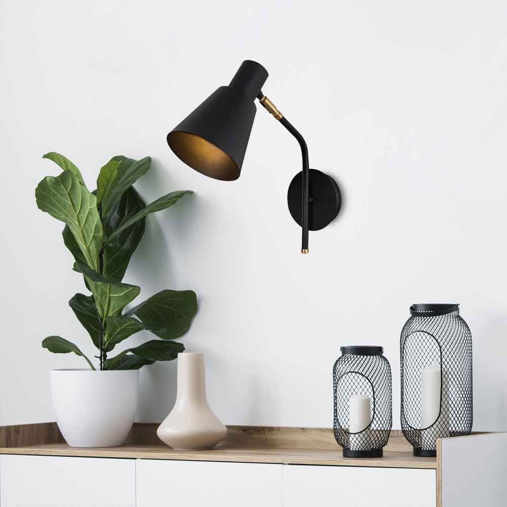 Sivani Cone Shape Metal Wall Lamp in Black