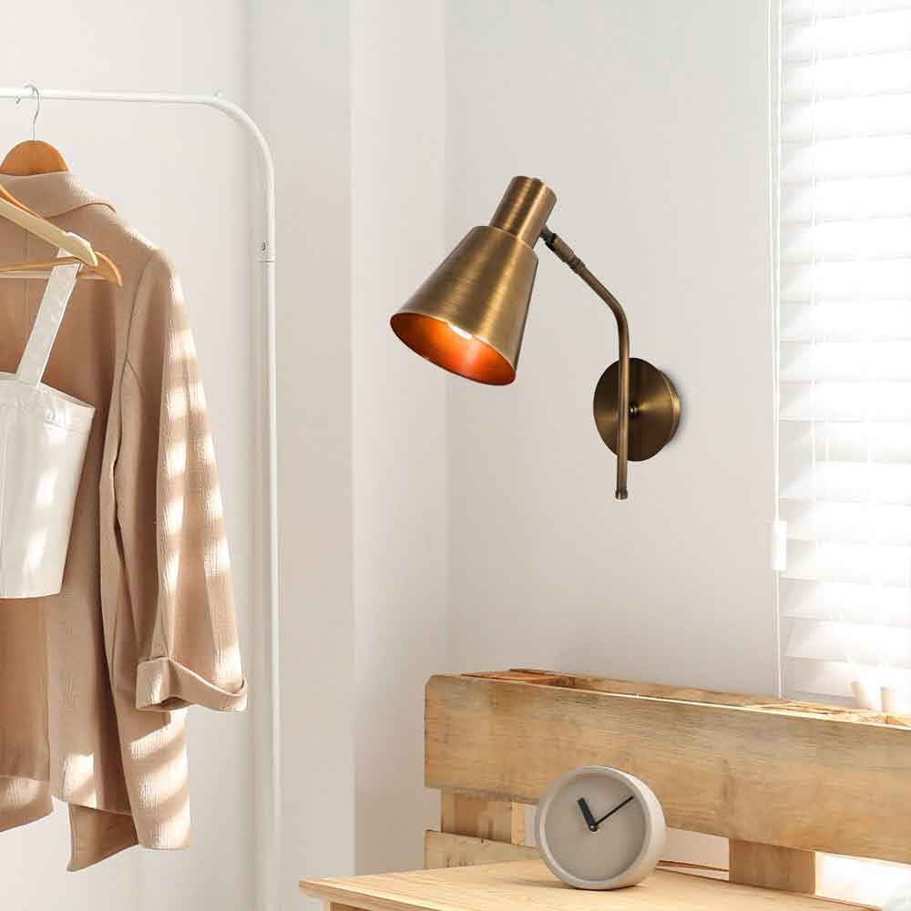 Sivani Cone Shape Metal Wall Lamp in Vintage