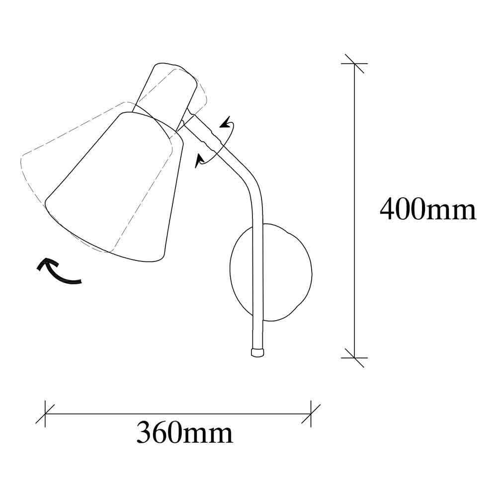 Sivani Cone Shape Metal Wall Lamp in Vintage