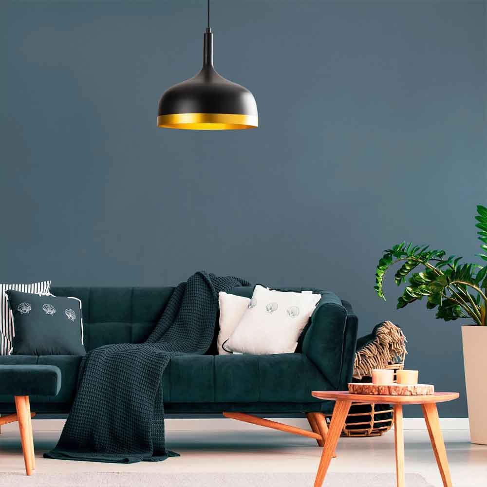 Sivani Dome Metal Ceiling Pendant Light in Black and Gold