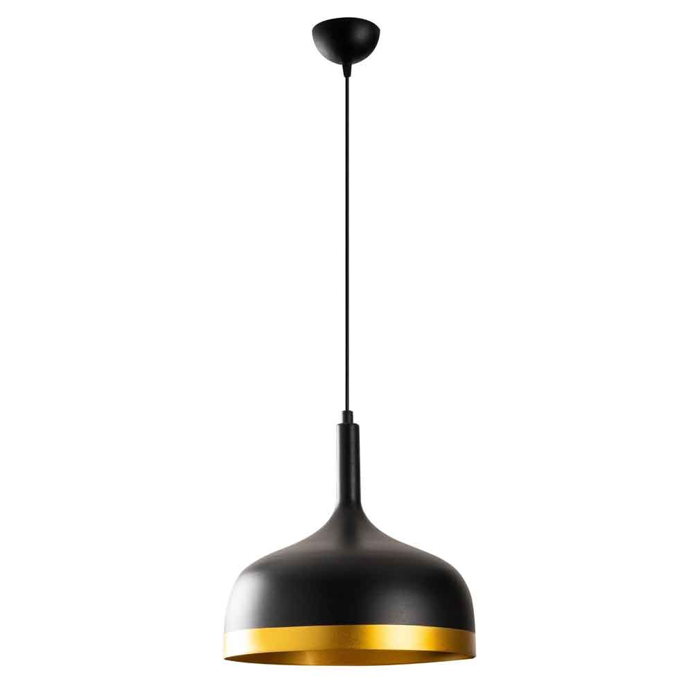 Sivani Dome Metal Ceiling Pendant Light in Black and Gold