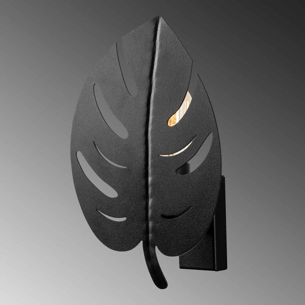Sivani Leaf Metal Wall Lamp in Black