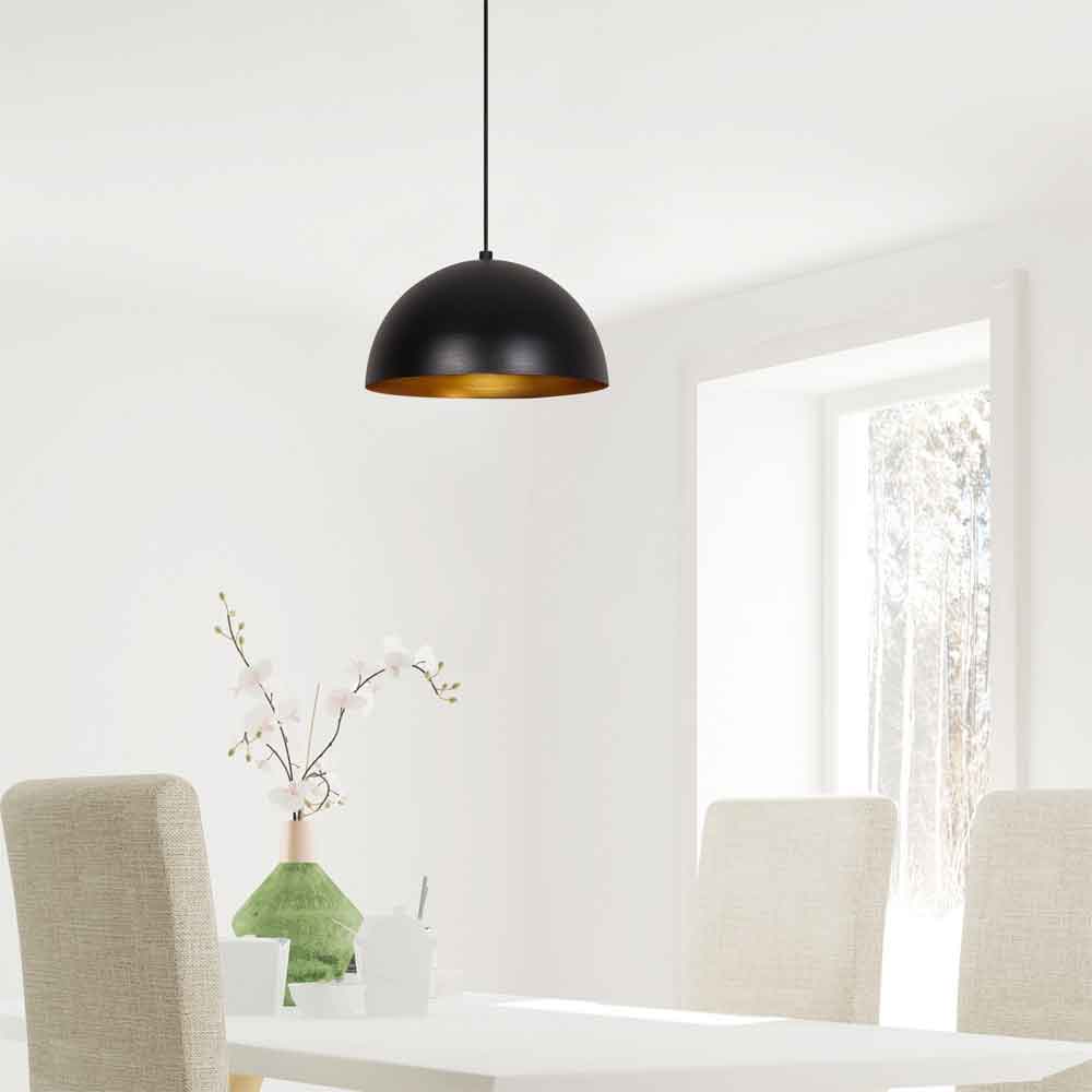 Sivani Metal 30cm Ceiling Pendant Light in Black and Gold