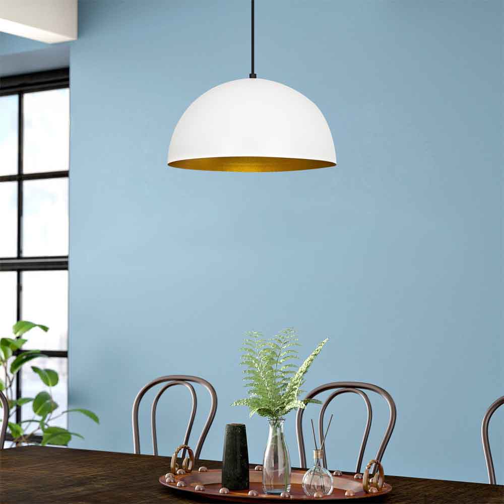 Sivani Metal 40cm Ceiling Pendant Light in White and Gold