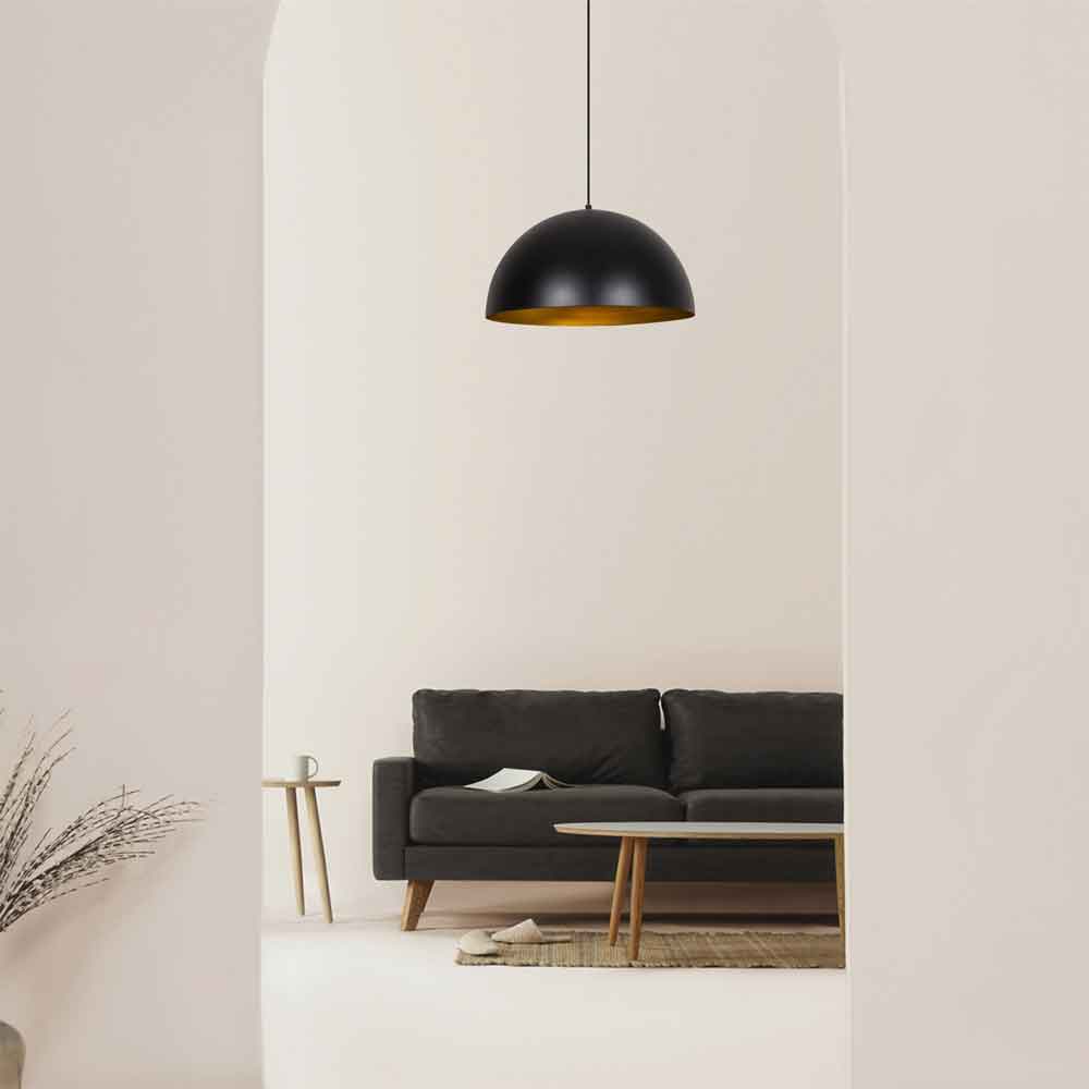 Sivani Metal 50cm Ceiling Pendant Light in Black and Gold