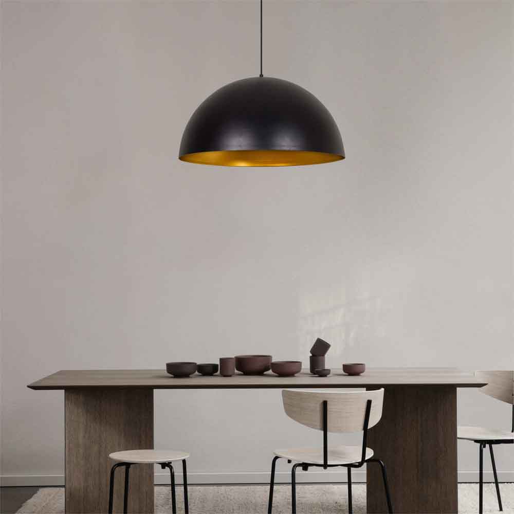 Sivani Metal 60cm Ceiling Pendant Light in Black and Gold