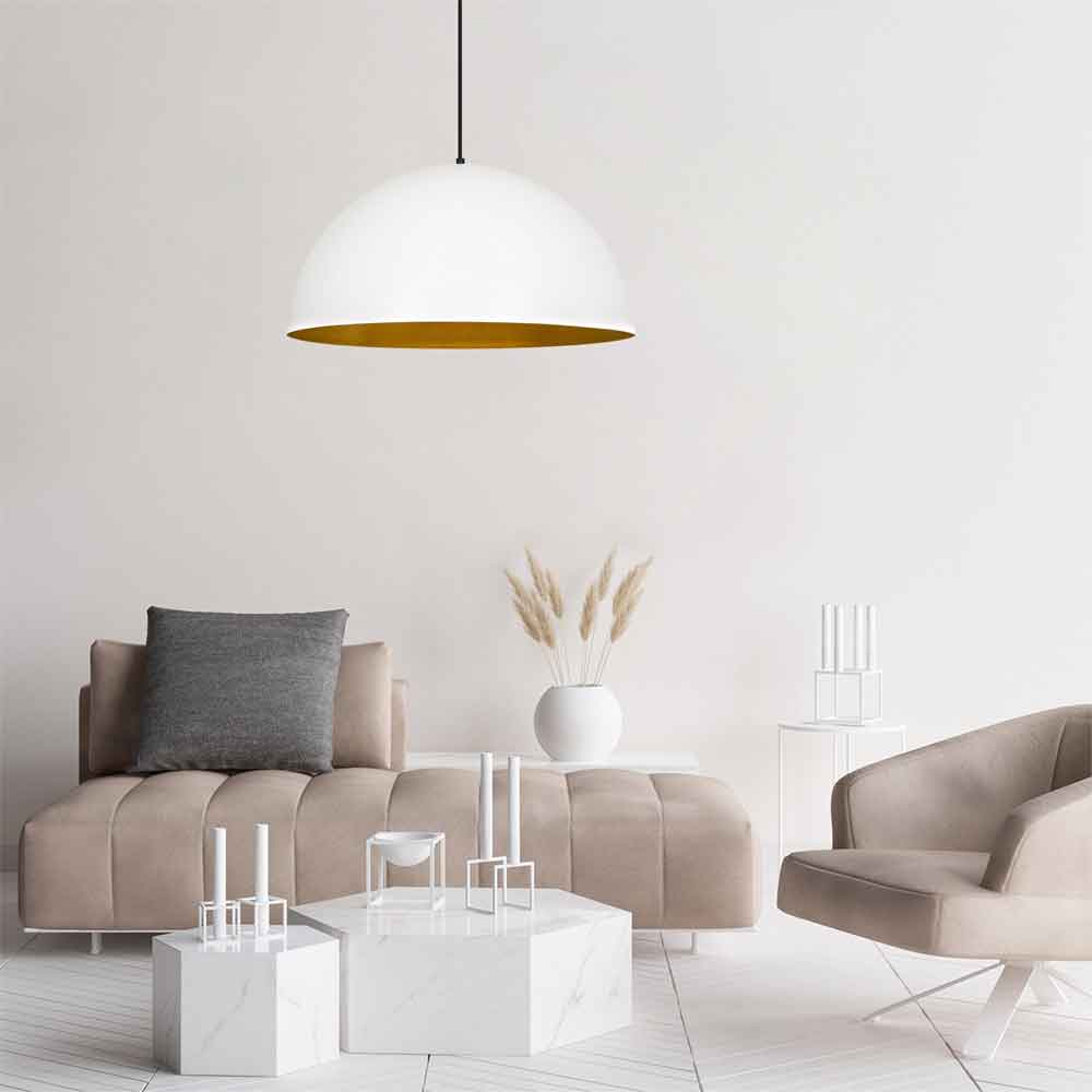 Sivani Metal 60cm Ceiling Pendant Light in White and Gold