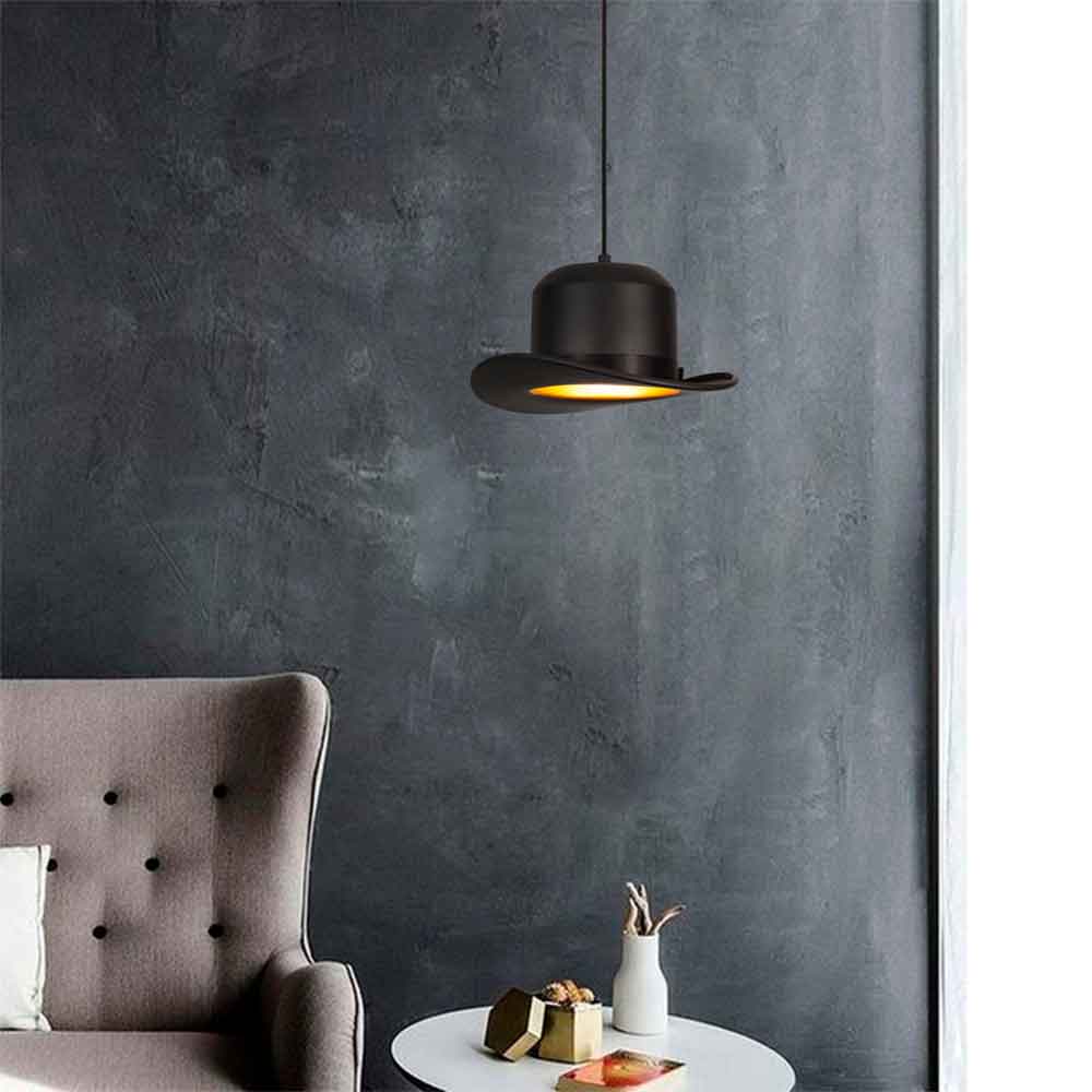 Sivani Metal Hat-Shape Ceiling Pendant Light in Black