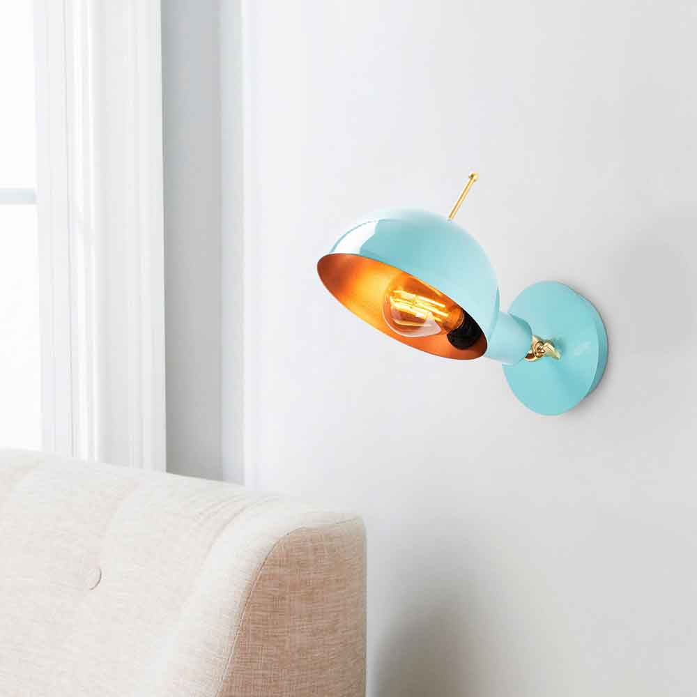 Sivani Metal Wall Lamp in Turquoise and Copper