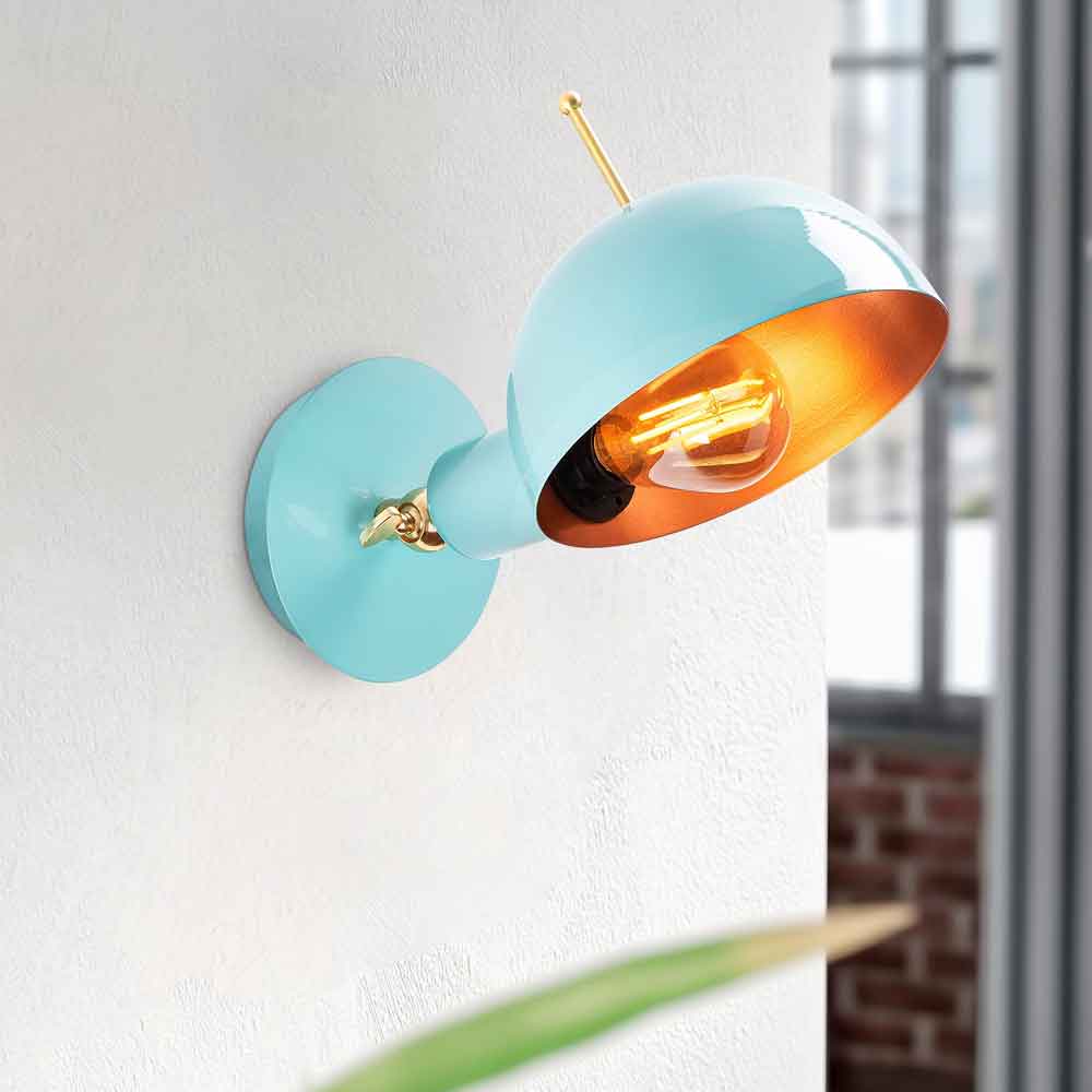 Sivani Metal Wall Lamp in Turquoise and Copper