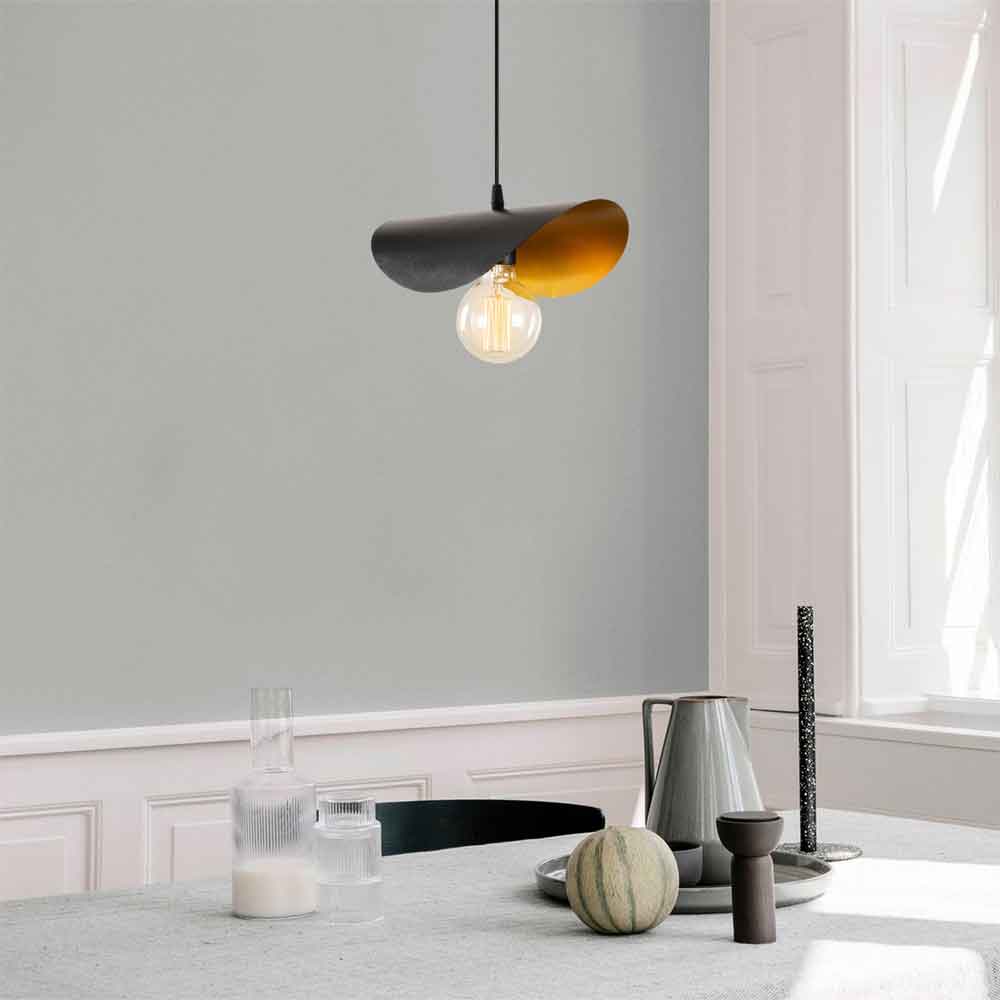 Sivani Tulip Metal Ceiling Pendant Light in Black and Gold