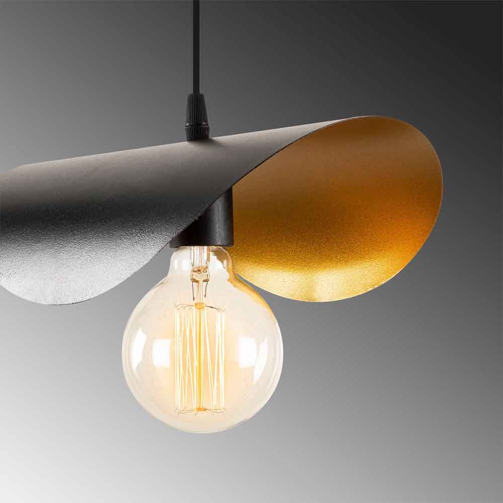 Sivani Tulip Metal Ceiling Pendant Light in Black and Gold