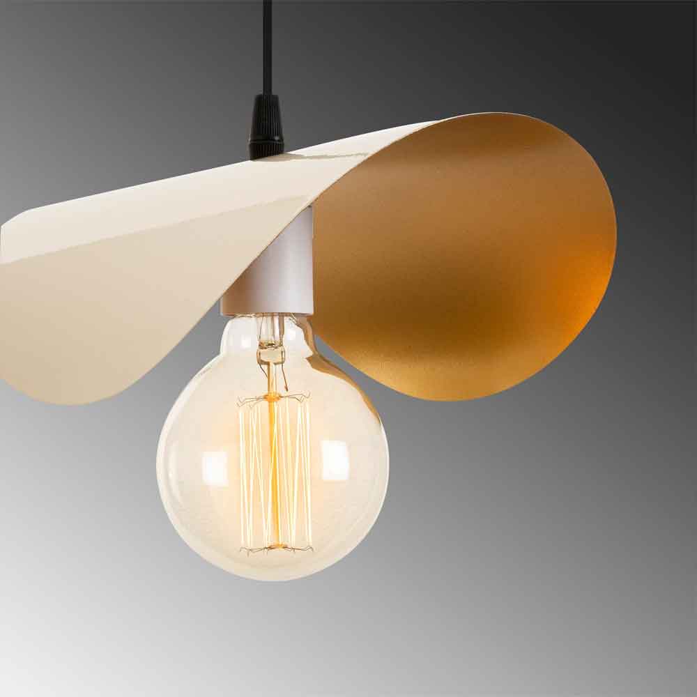Sivani Tulip Metal Ceiling Pendant Light in White and Gold