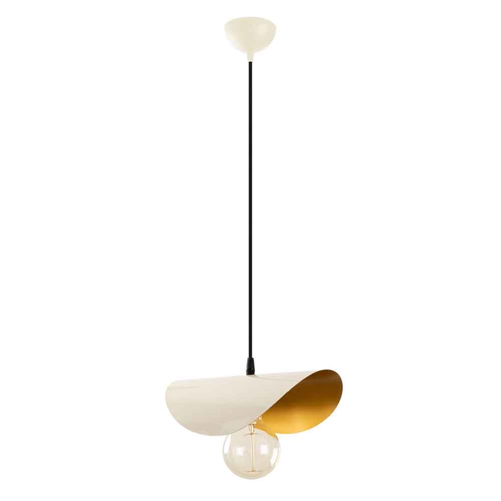 Sivani Tulip Metal Ceiling Pendant Light in White and Gold