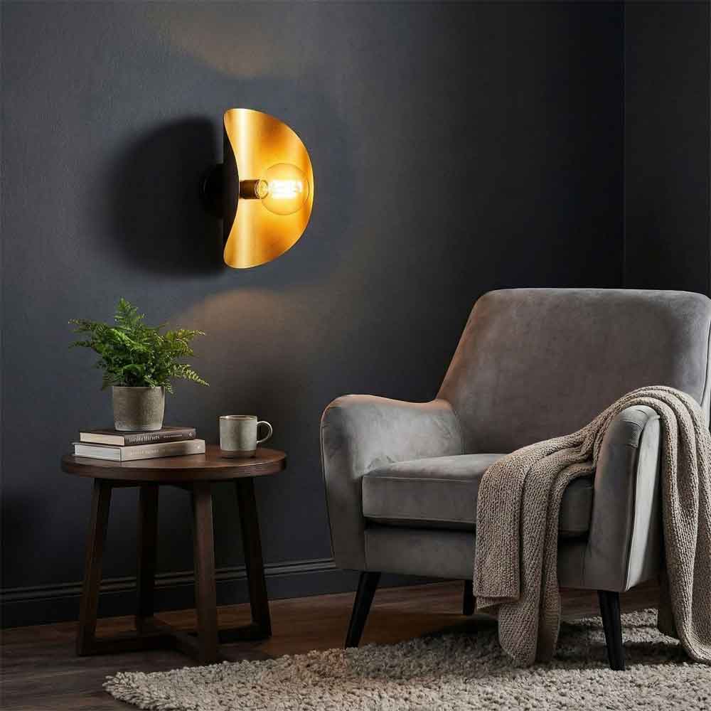 Sivani Tulip Metal Wall Lamp in Black and Gold