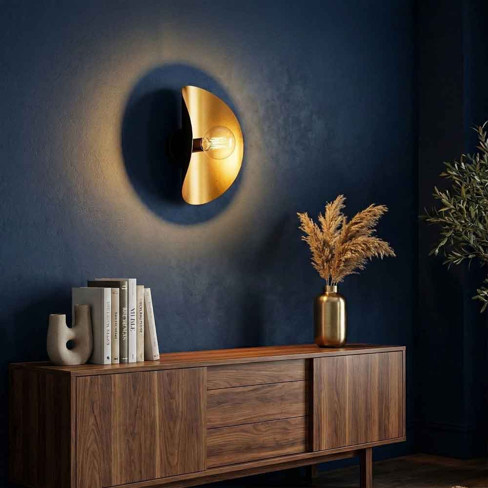 Sivani Tulip Metal Wall Lamp in Black and Gold