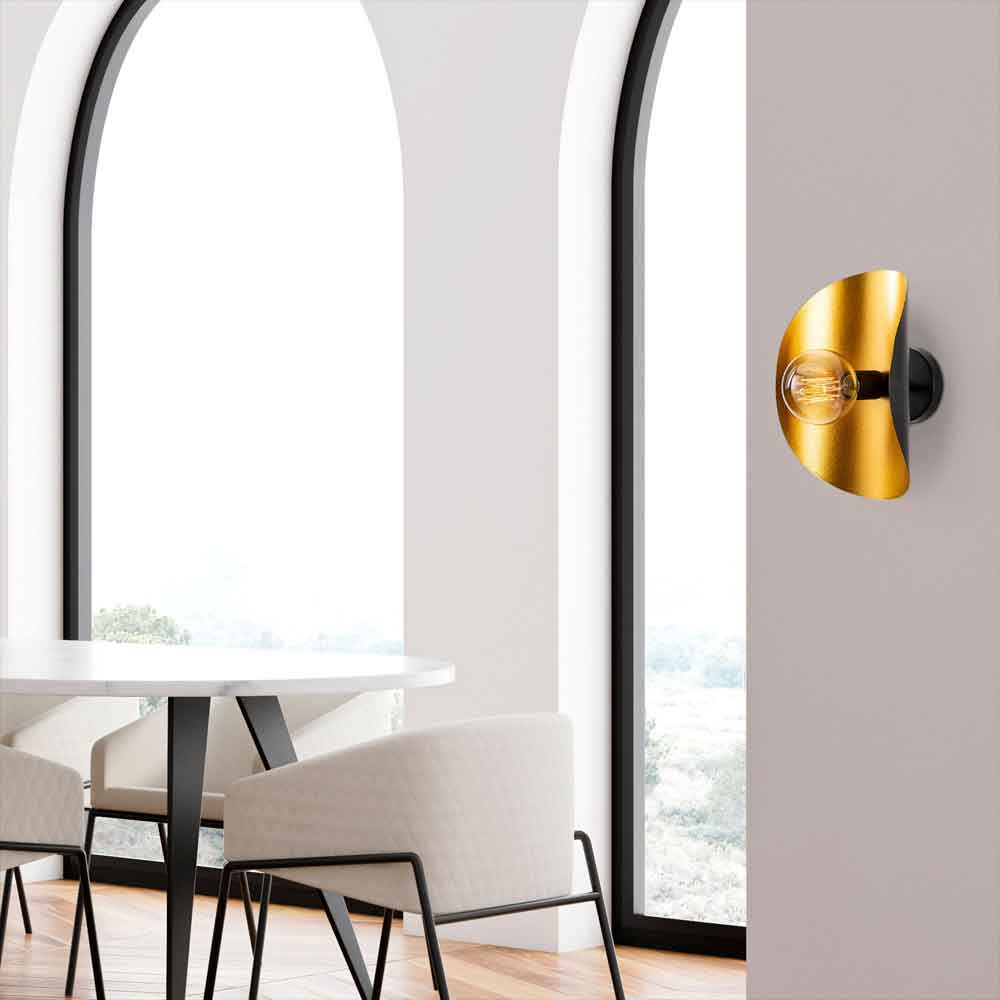 Sivani Tulip Metal Wall Lamp in Black and Gold