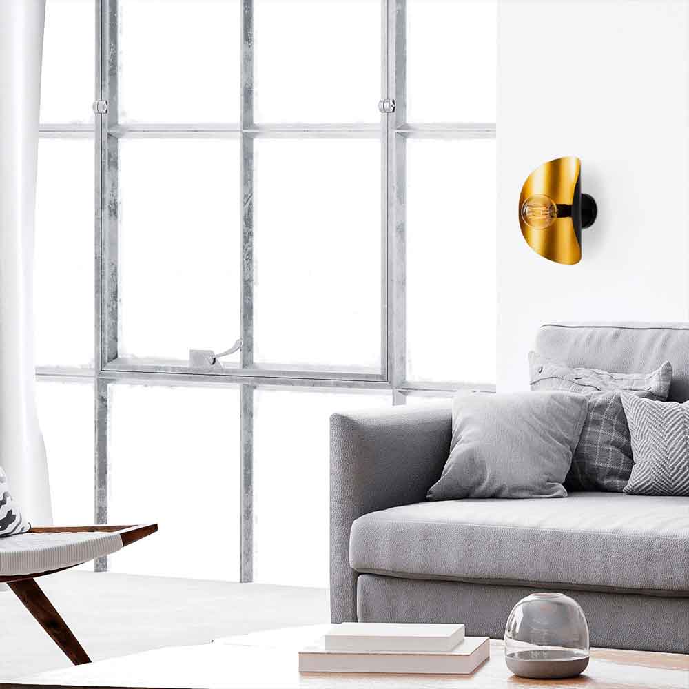 Sivani Tulip Metal Wall Lamp in Black and Gold